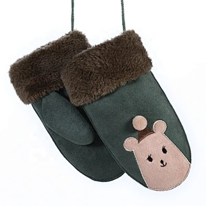 Faux Suede Cute Unisex Kids Winter Child Cartoon Mittens Gloves