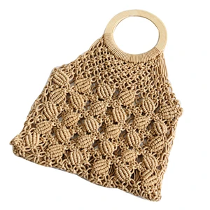 Low moq crochet net tote bag handmade bags women beach handbag