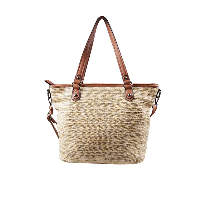 Custom New Cheap Womens Handbag PU And Jute Fashion Handbag