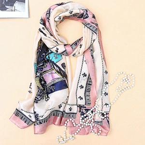 Spring and summer new bohemian silk printed sunscreen scarf long silk scarf beach shawl