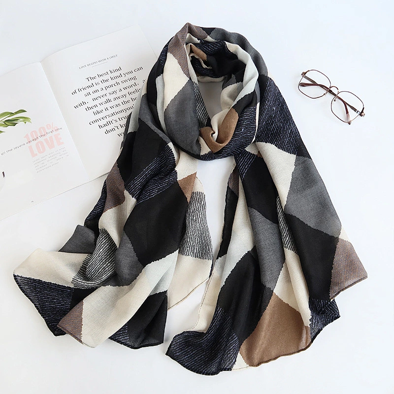 2020 Cotton And Linen Lattice 90*180CM Women Shawl Scarf Print Silk Scarf