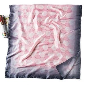 Long muslim gradient ramp color hexagonal printing silk women shawls silk scarves wholesale