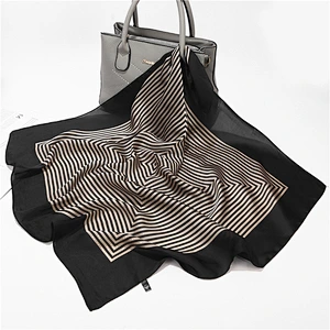 New striped 70cm decorative scarf printing wholesale women silk square scarf 70x70