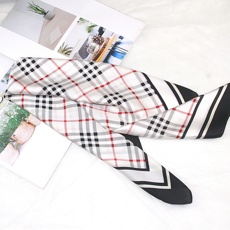 British style new silk satin printed 70cm small square scarf ladies scarf wholesale satin silk head patterned scarf