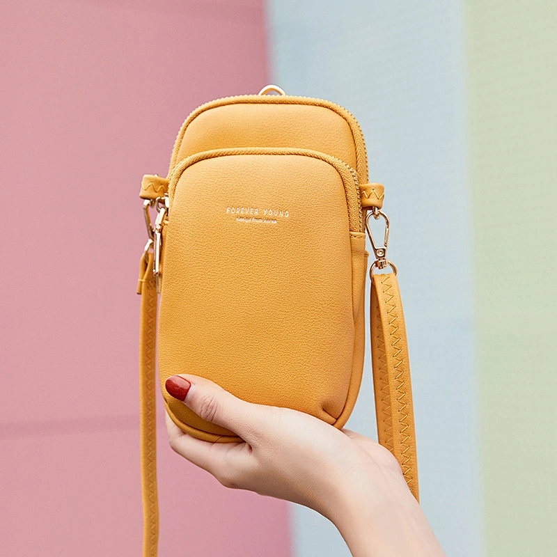 2020 new PU women Korean solid color Stylish simplicity phone purse custom small crossbody bag