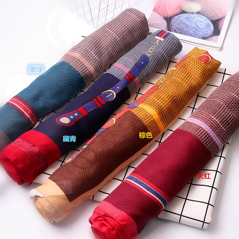 Chain shawl high imitation linen material female beach sunscreen beach custom polyester scarf
