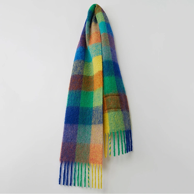 240Cmx37Cm Imitation Cashmere Scarf Long Shawl Scarf Women Rainbow Checked Scarf