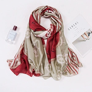 Long scarf sun protection wholesale pashmina double side artificial silk scarf shawl