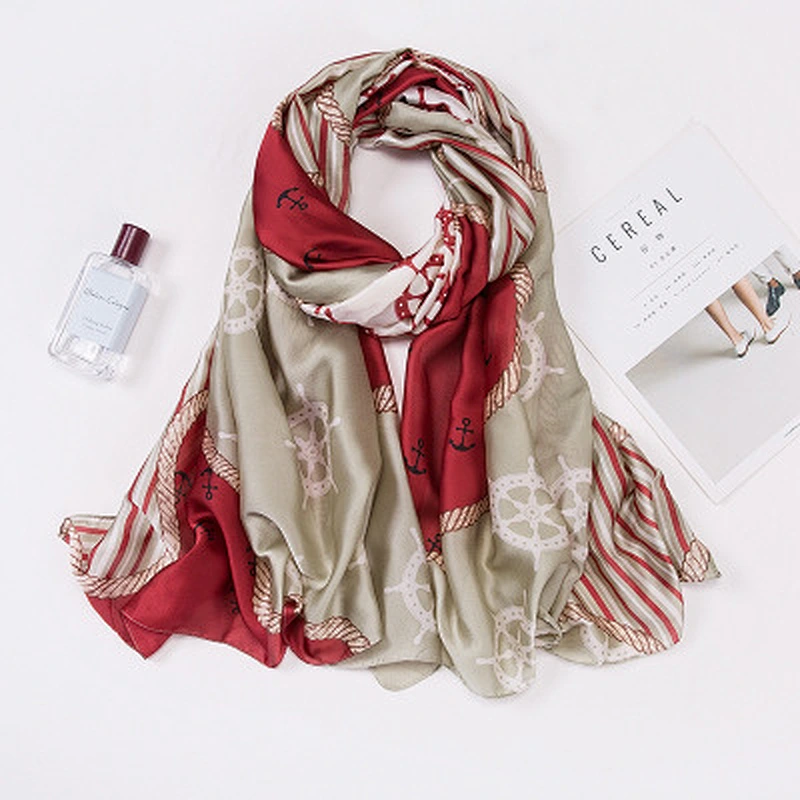 Long scarf sun protection wholesale pashmina double side artificial silk scarf shawl