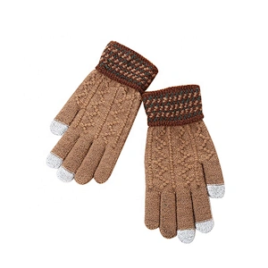 Hot Sale Autumn Winter Keep Warm Wool Knitted Gloves Touch Screen Thicken Warm Solid Gloves