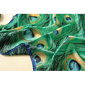 Elegant 180 * 90cm Tabby floral decorative shawl Sun protection women scarf silk print