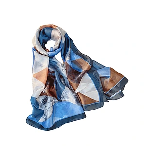 Color checked black and white printed sunscreen shawl long imitated silk scarf silk shawl