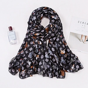 Long scarf 180cm female printed satin sunscreen shawl cheap long pastel scarf shawl