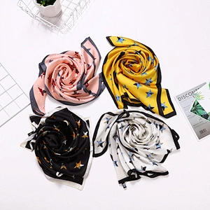 Classic wild star pattern sunscreen scarf fashion square silk scarf women printed