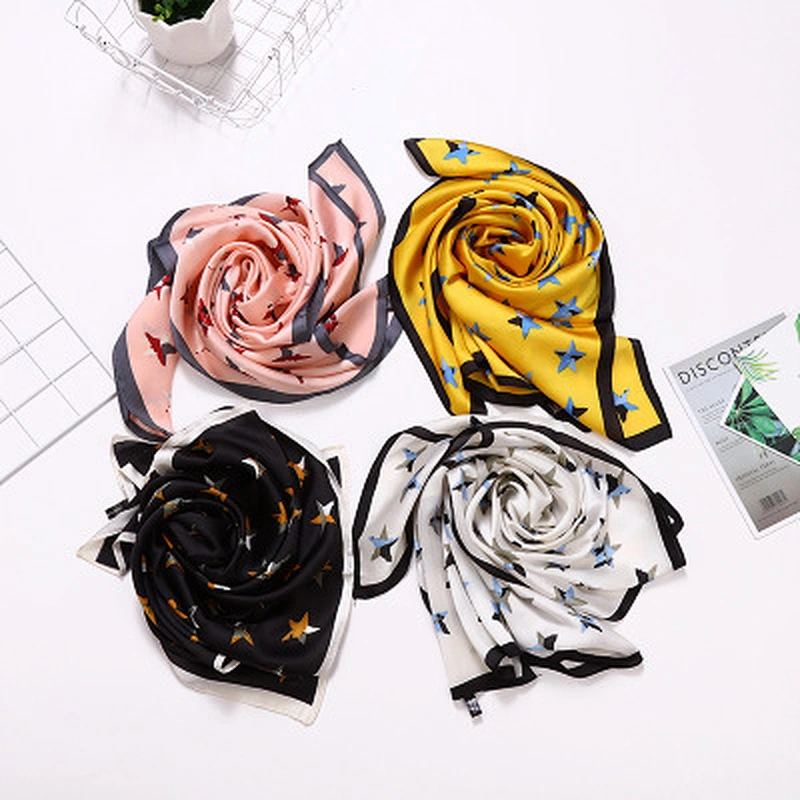 Classic wild star pattern sunscreen scarf fashion square silk scarf women printed