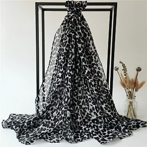 Factory direct black and white leopard beach sunscreen leopard print plain  voile scarf printed