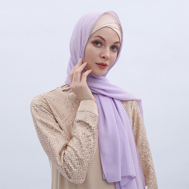Fashion Malaysian Muslim plain  25 color stock bubble chiffon hijab scarf