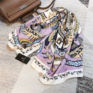 Baroque print beach towel sunscreen silk scarf women square silk scarf manufacturing