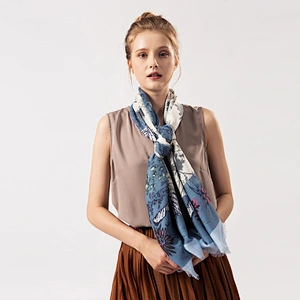 Casual spring flowers leopard long sunscreen customized polyester print scarf shawl