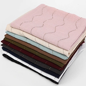 Muslim fashion warm single-head feather stitching solid color plain ladies cotton shawl hijab scarfs