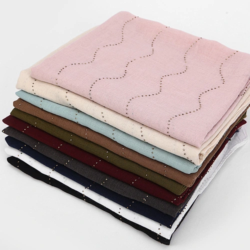 Muslim fashion warm single-head feather stitching solid color plain ladies cotton shawl hijab scarfs
