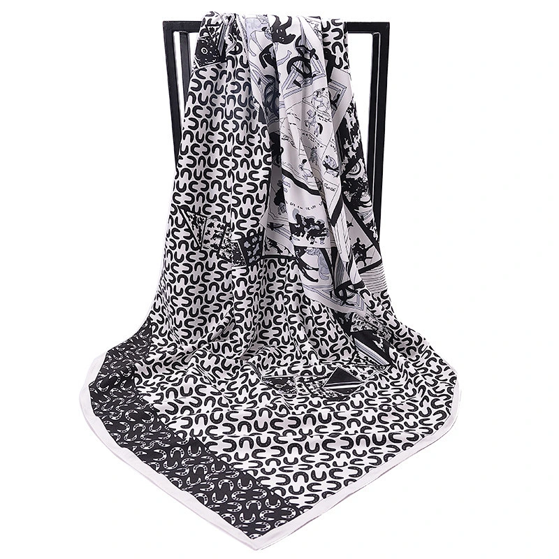 Manufacturer 130cm printed large square travel scarf manufacturer twill women long silk square scarf