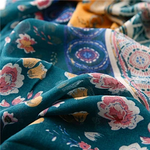 Women's Thin Floral Print Sun Shawl Long wholesale national wind  polyester geometric scarf