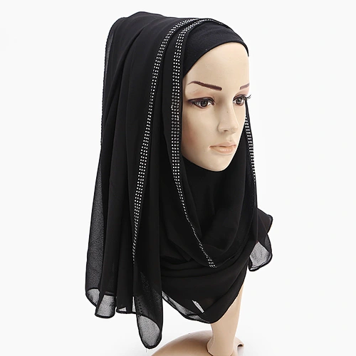 Hot diamond solid color sunscreen scarf head turban chiffon hijab muslim for women