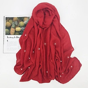 Temperament sunscreen shawl beach towel jacquard pearl cotton linen pleated scarf hijab