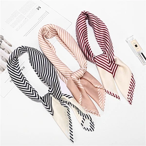 New striped 70cm decorative scarf printing wholesale women silk square scarf 70x70
