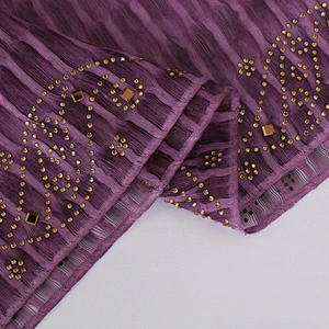 Autumn women hot selling solid color hot drilling muslim wholesale strips hijab silk scarf
