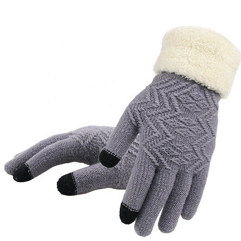 Winter Autumn Women Knitted Gloves Thicken Warm Full Finger Mittens