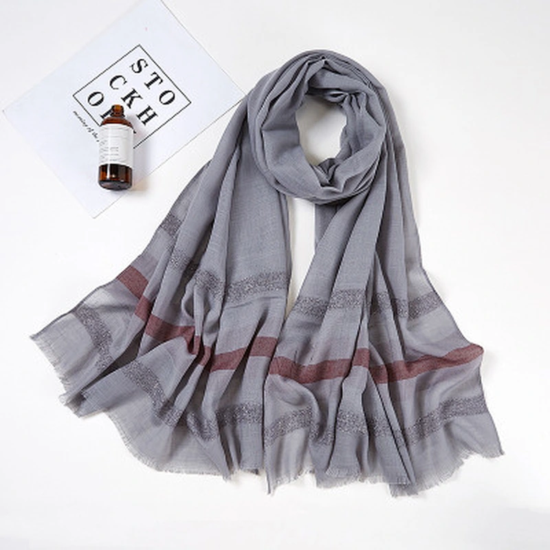 Women's breathable striped print sunscreen shawl scarf hijab head scarf islamic