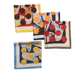 Retro literary print summer decorative scarf polka dot printed silk satin square scarf wholesale