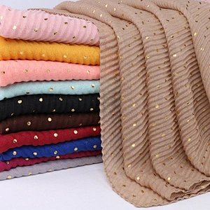 Wholesale monochrome sprinkle gold fold bronzing winter cotton linen hijab scarf women