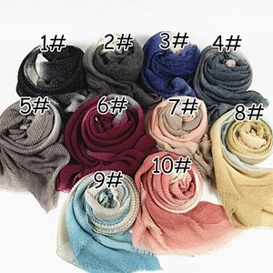 Muslim gradient color long scarf classic wild cotton women's crinkle scarf hijab