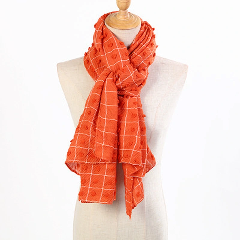 Multicolor optional female creased plaid soft muslim wool cashmere scarf winter women