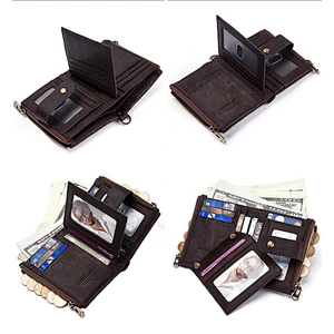 Custom personalized leather mens wallet with money clip credit card holder coin pocket