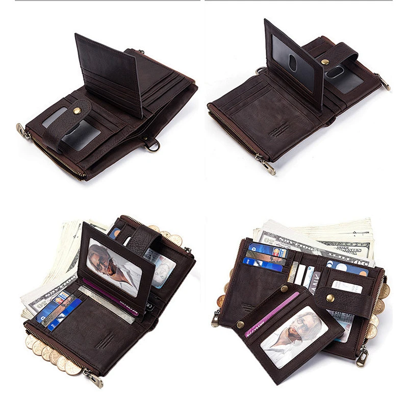 Custom personalized leather mens wallet with money clip credit card holder coin pocket