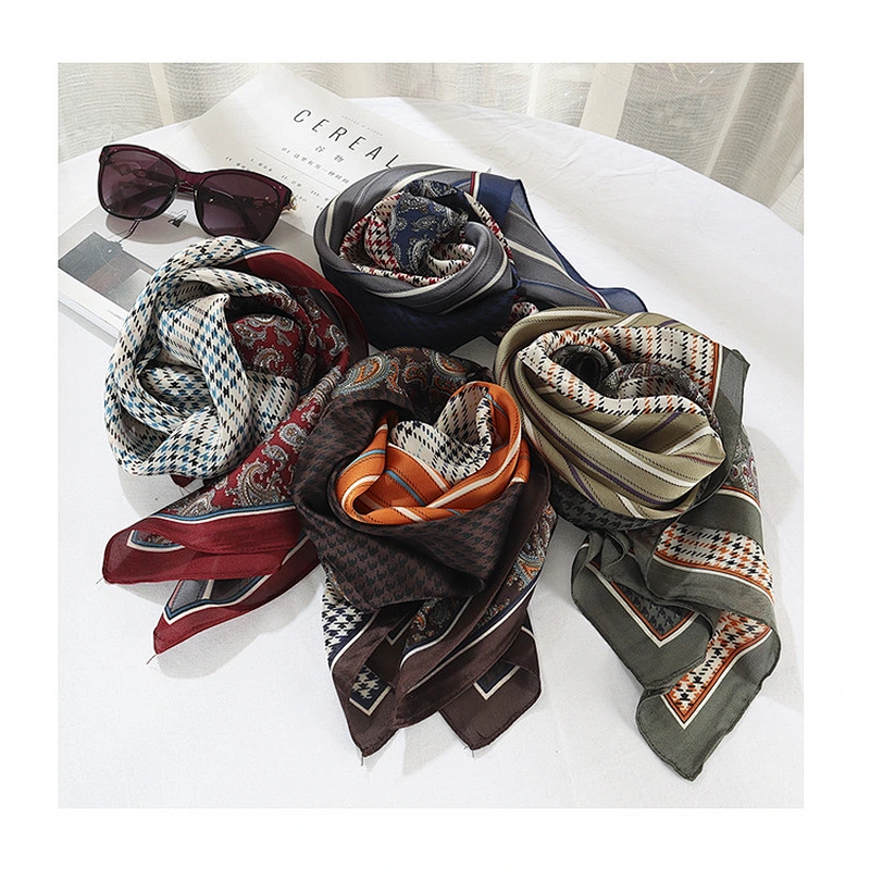 New professional printing neck decoration square silk scarf women 70x70