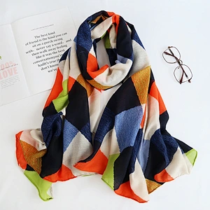 2020 Cotton And Linen Lattice 90*180CM Women Shawl Scarf Print Silk Scarf