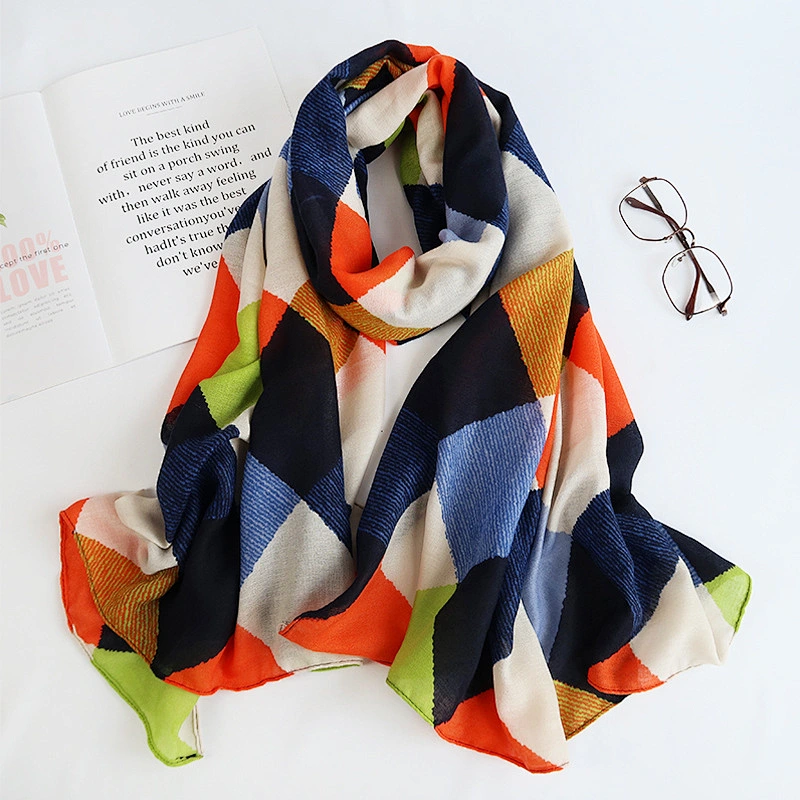 2020 Cotton And Linen Lattice 90*180CM Women Shawl Scarf Print Silk Scarf