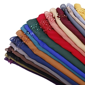 Embroidered muslim hijab scarf  bubble chiffon scarf women hijab shawl wholesale