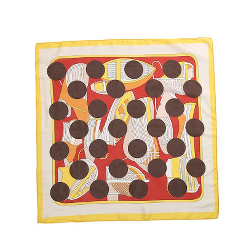 Retro literary print summer decorative scarf polka dot printed silk satin square scarf wholesale