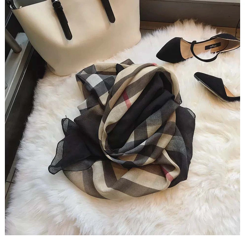 New 90 * 180CM cotton and linen thin long print cotton plaid scarf scarves