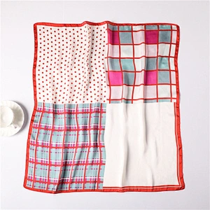 Wholesale color matching 70 * 70cm square polka dot bulk plaid silk scarf silk scarves for women