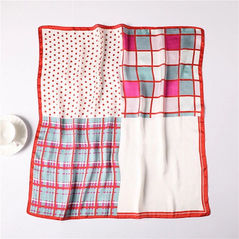 Wholesale color matching 70 * 70cm square polka dot bulk plaid silk scarf silk scarves for women