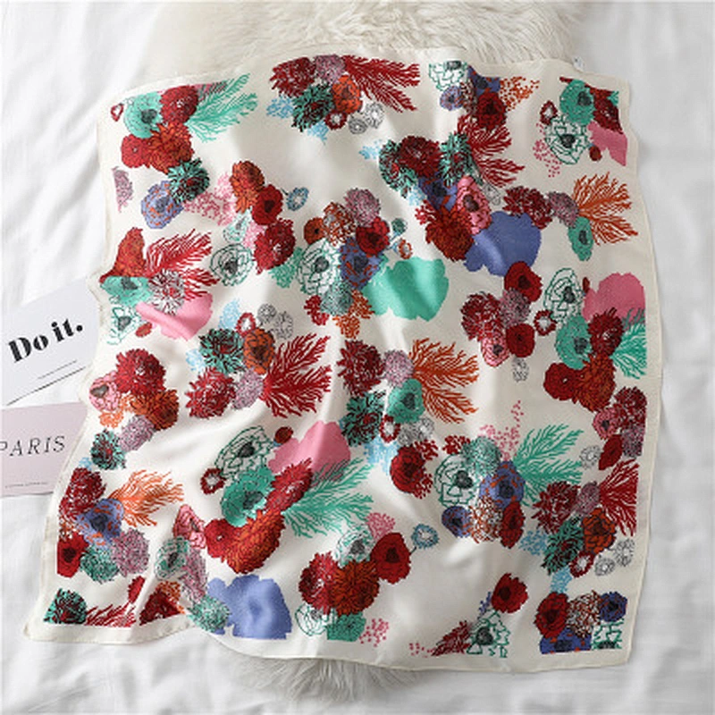 Personalized wild floral printed sunscreenscarf small silk square scarf digital print