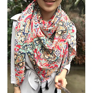 2020 new Oversized Sun protection Beach Big women large print silk scarf