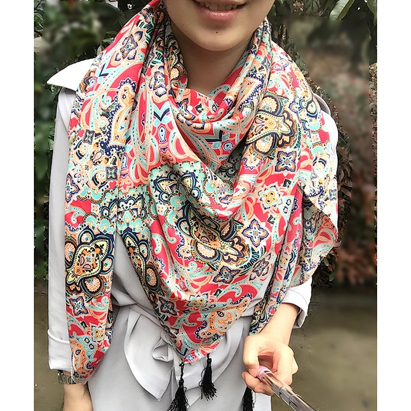 2020 new Oversized Sun protection Beach Big women large print silk scarf